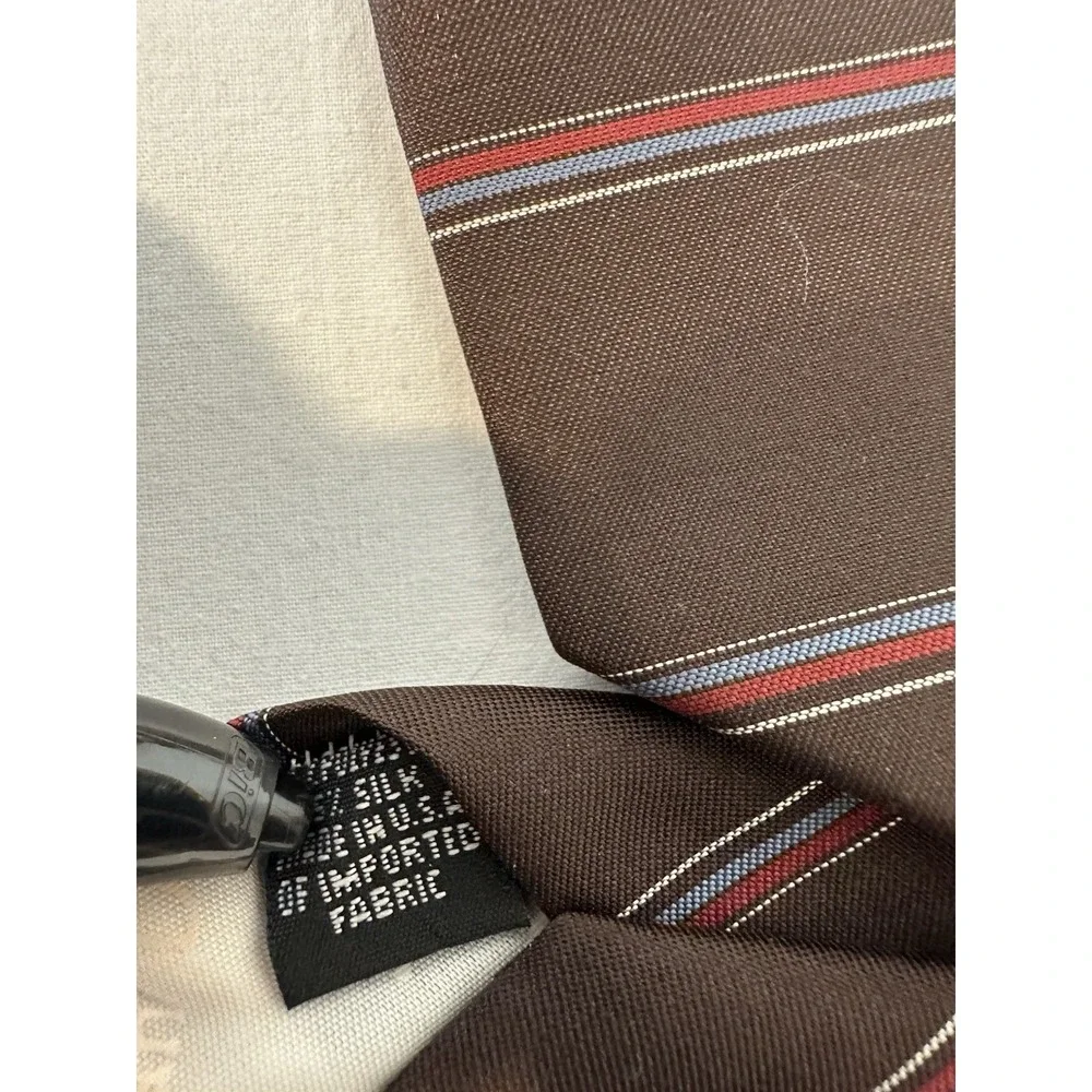 Vintage Christian Dior Tie Brown Striped Silk‎ Blend Logo Designer
